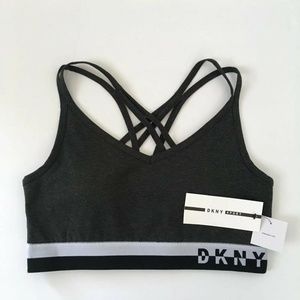 DKNY Sport Strappy Sports Bra Dark Grey S M L